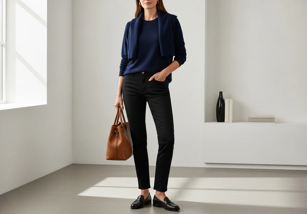 Cashmere Crew Neck With Black Jeans