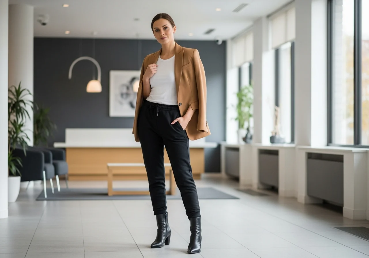 The Structured Blazer and Sweatpants Power Combo