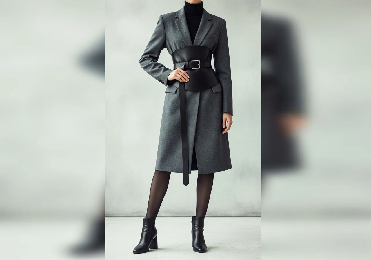 Belted Blazer as a Dress with Tights