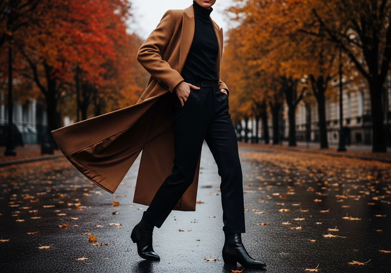 Camel Coat Over Monochrome Base