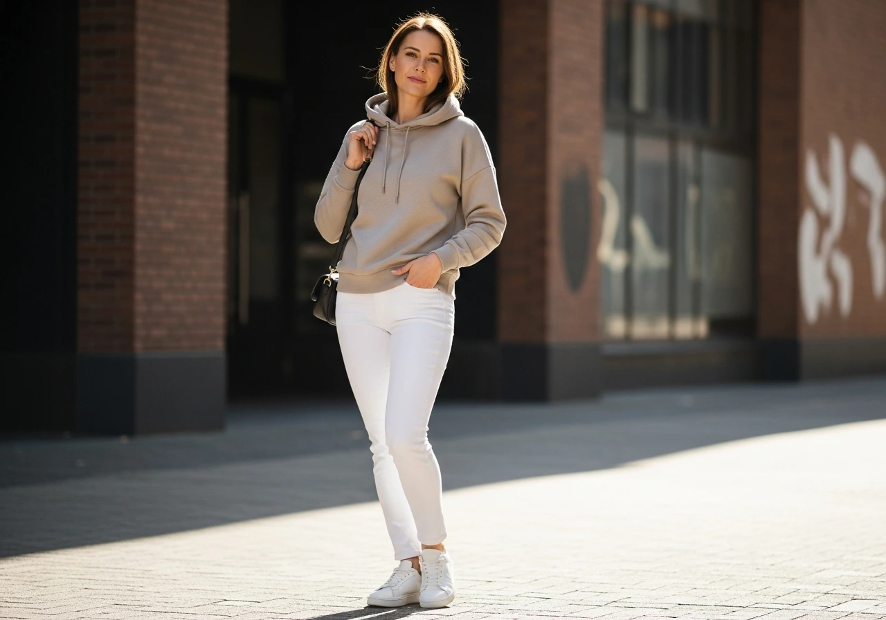 Casual Hoodie and White Jeans