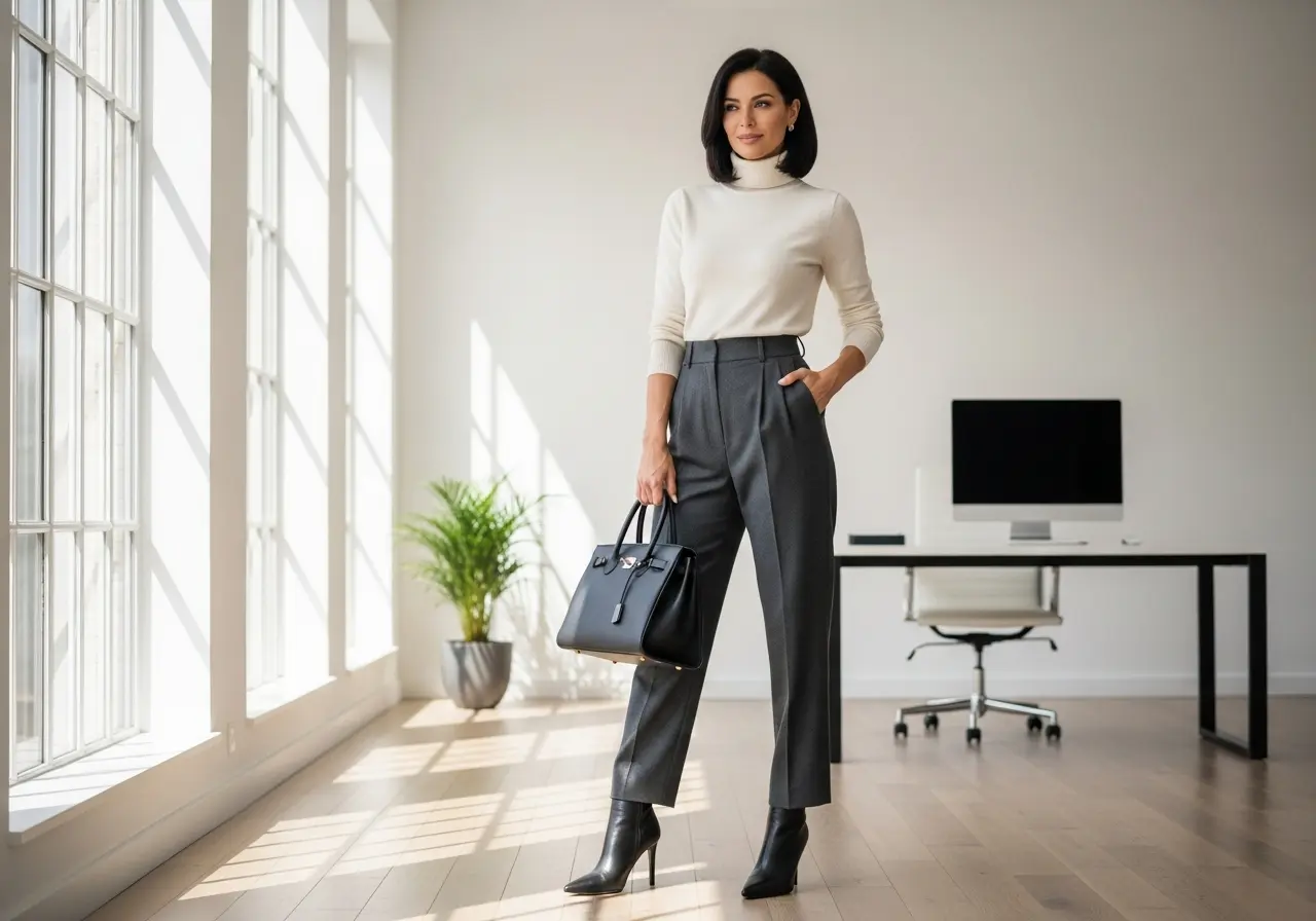 Classic Turtleneck and Tailored Trousers