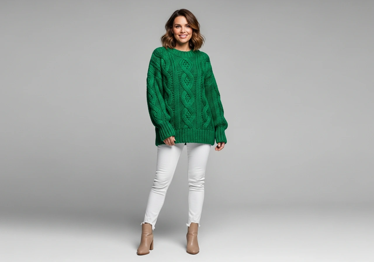 Colorful Knit and White Jeans