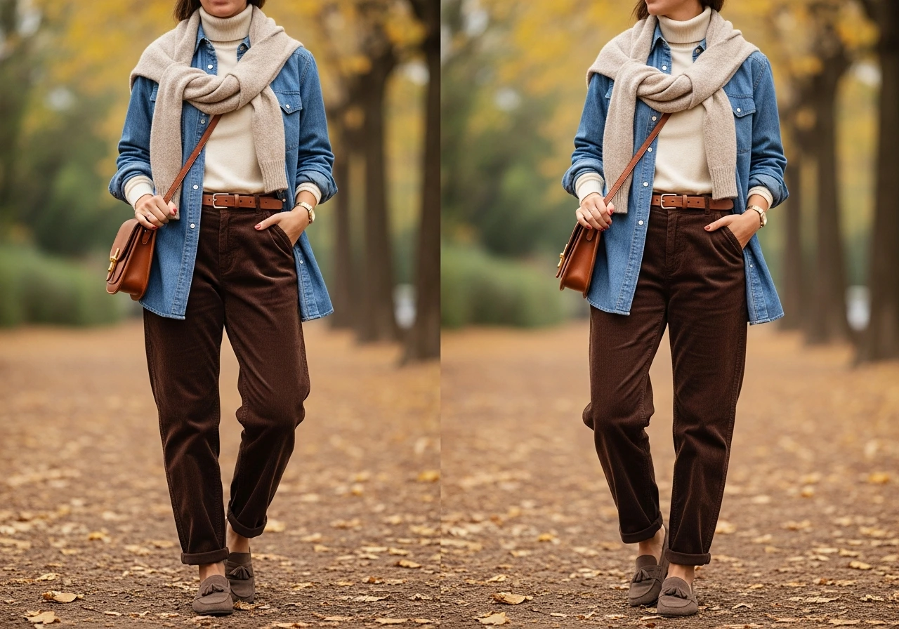 Corduroy Pants with Layered Tops
