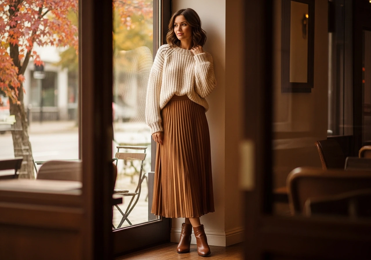 Cozy Sweater and Midi Skirt Pairing