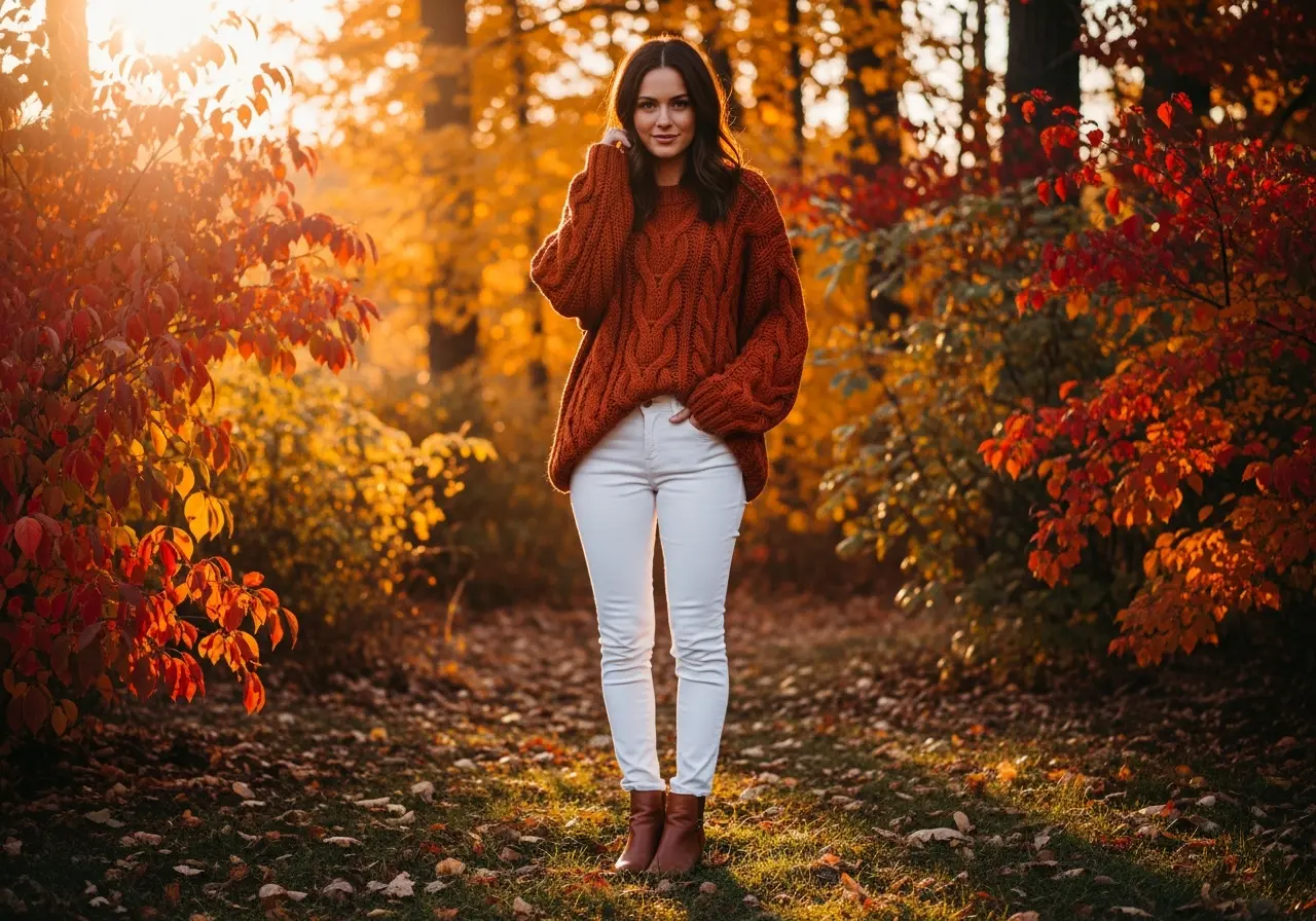 Cozy Sweater and White Jeans