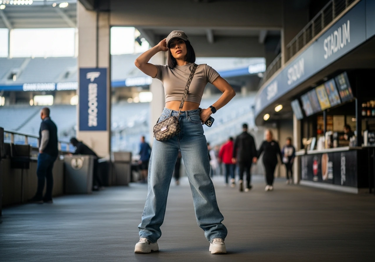 Crop Top and Wide-Leg Jeans