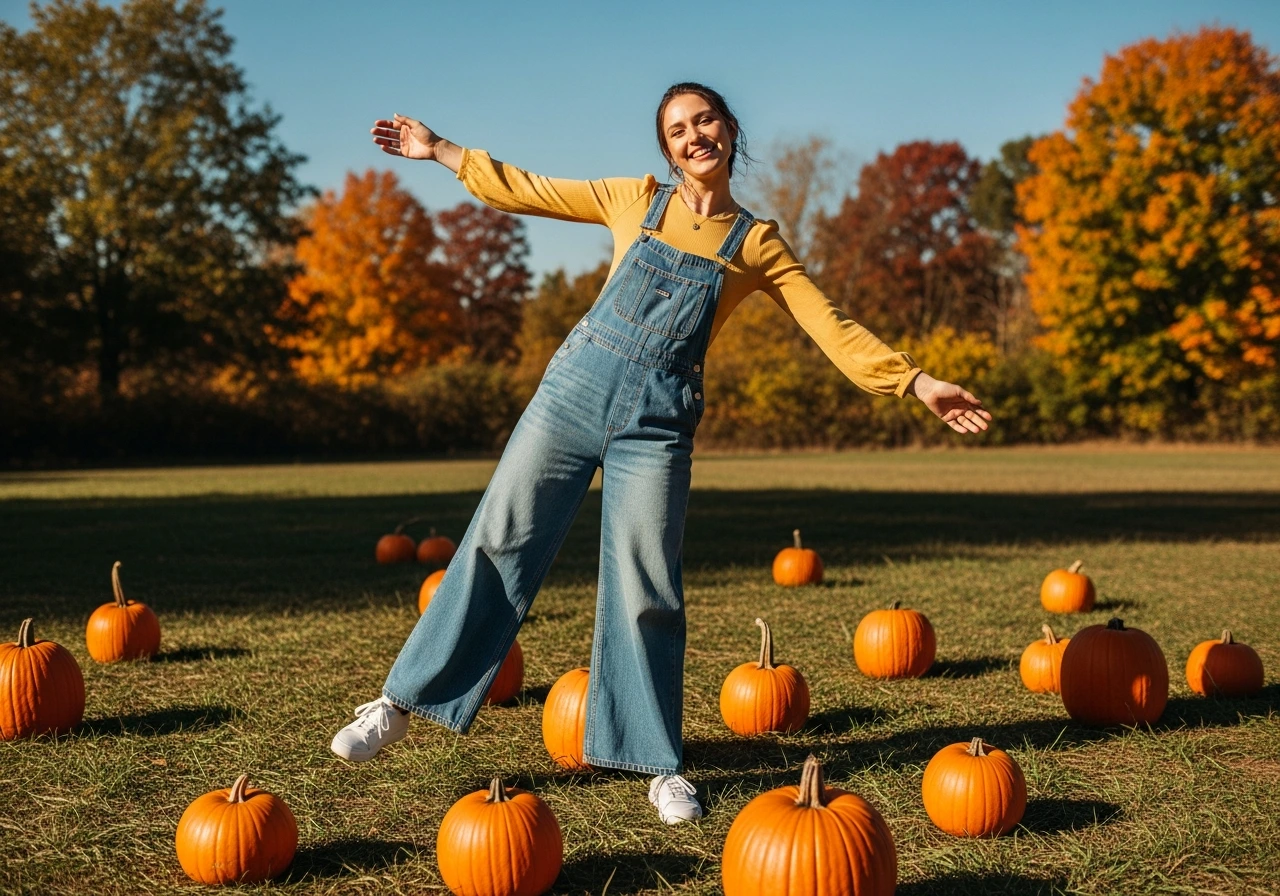 Denim Overalls with Butter Yellow Top