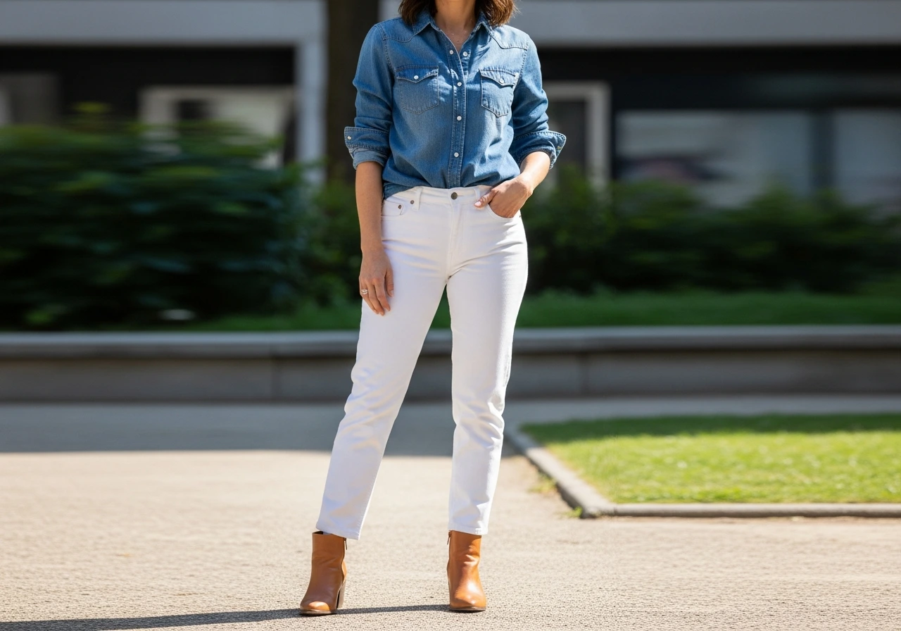 Denim on Denim with White Jeans
