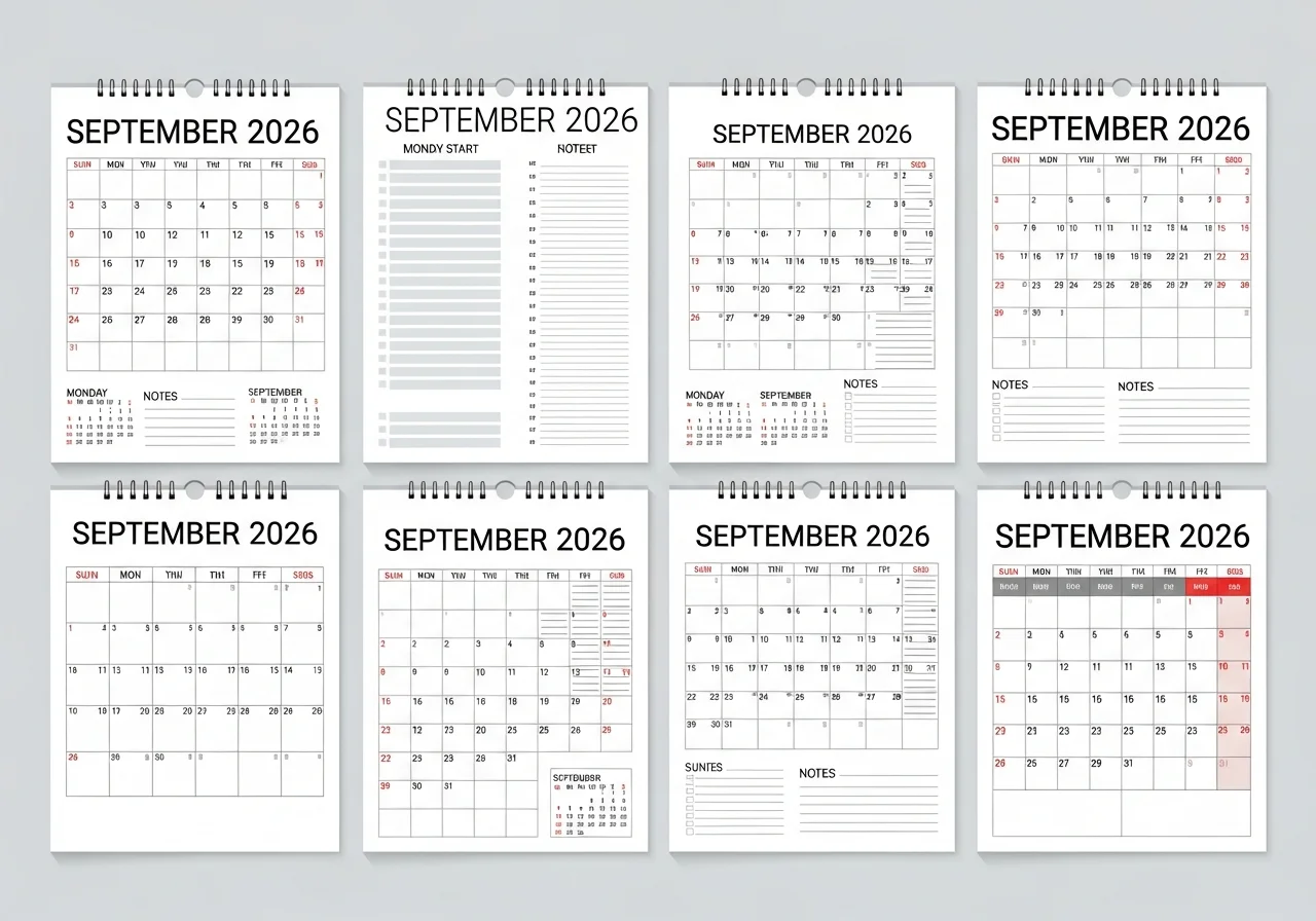 Different Types of September 2026 Calendar Formats