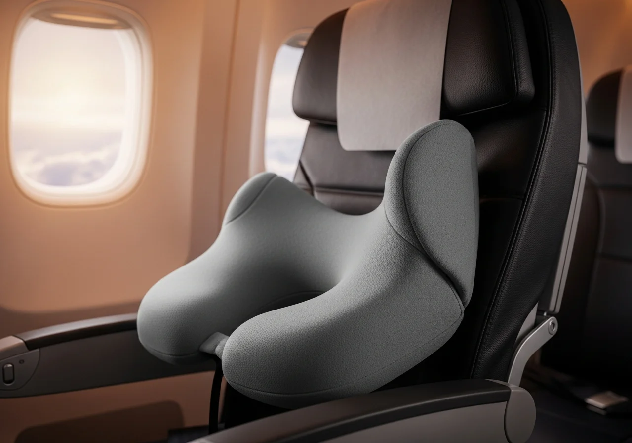 Ergonomic Memory Foam Travel Pillow with Adjustable Support