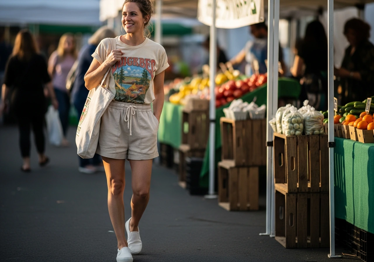 Graphic Tee and Pull-On Shorts