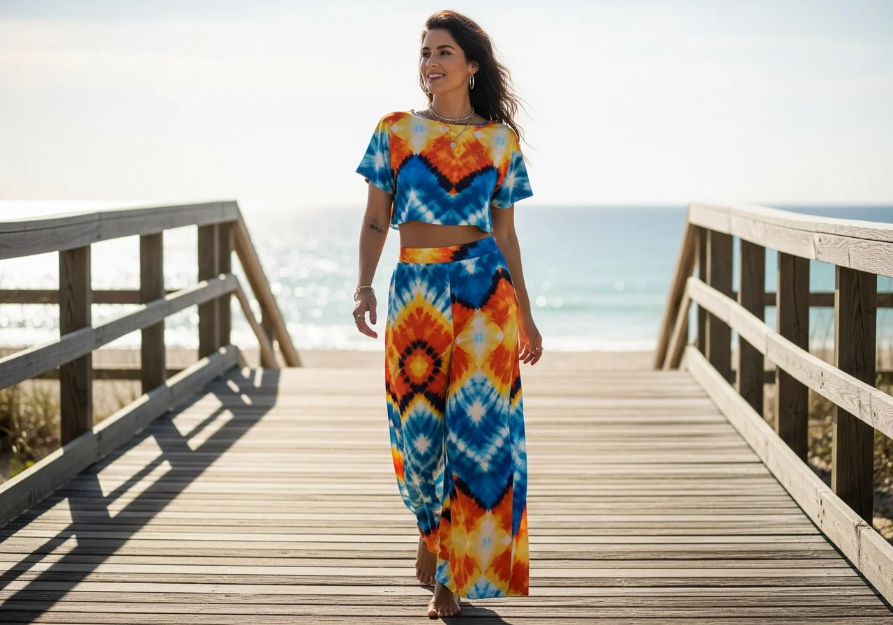 Matching Crop Top and Palazzo Pants Set