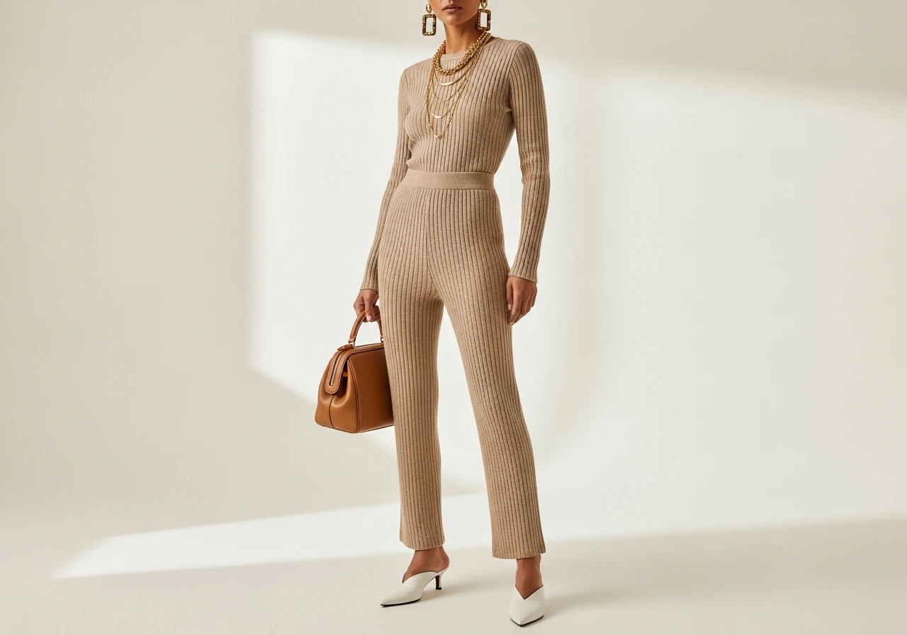 Monochrome Coordination Set with Statement Accessories