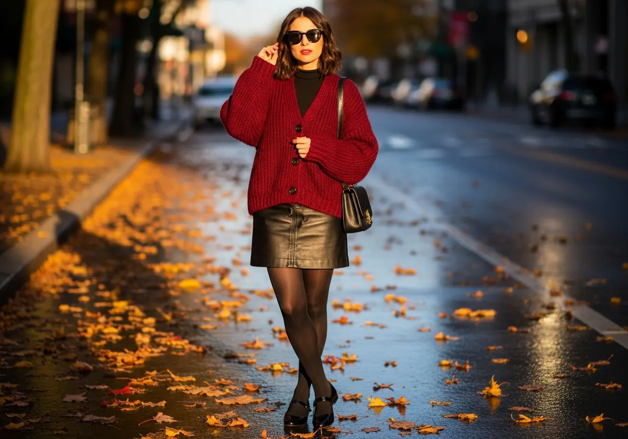 Oversized Cardigan with Mini Skirt