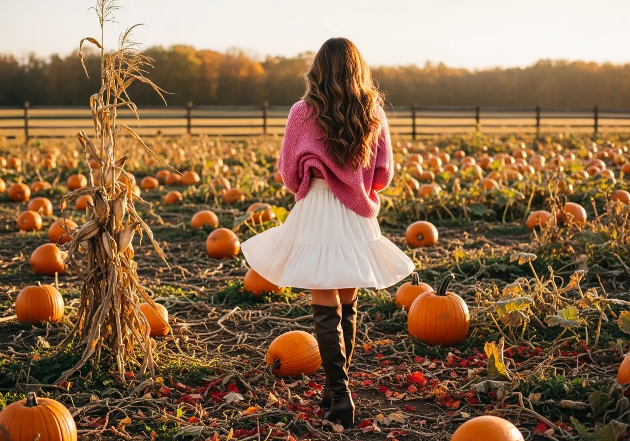 Oversized Sweater with Tiered Mini Skirt and Tall Boots