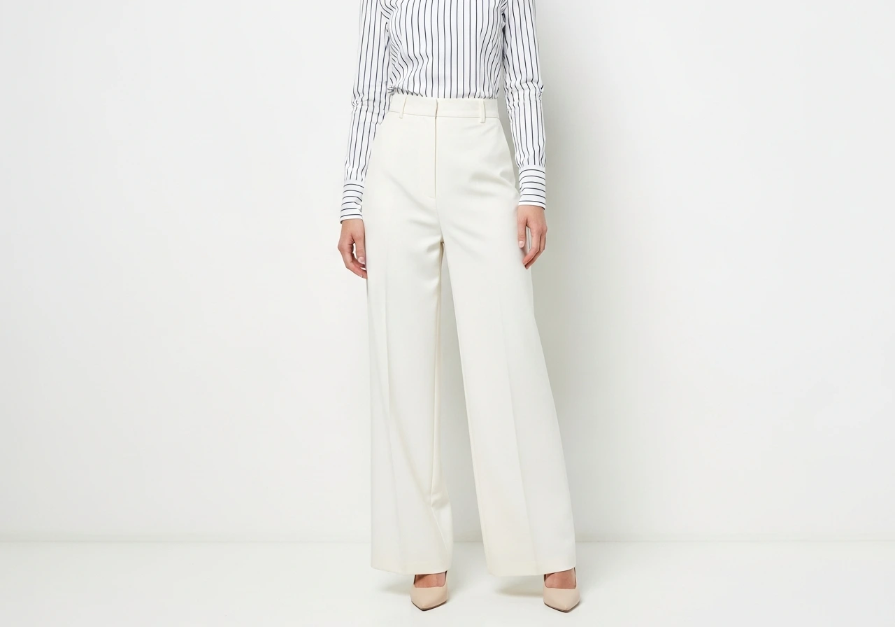 Pair Vertical Stripes with Wide-Leg Trousers