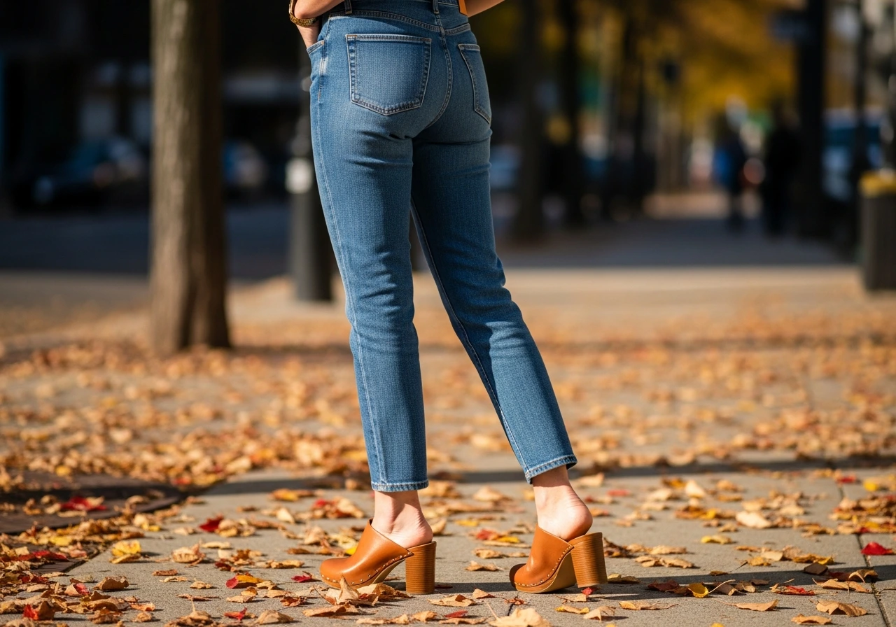 Pairing Clogs with Straight-Leg Jeans