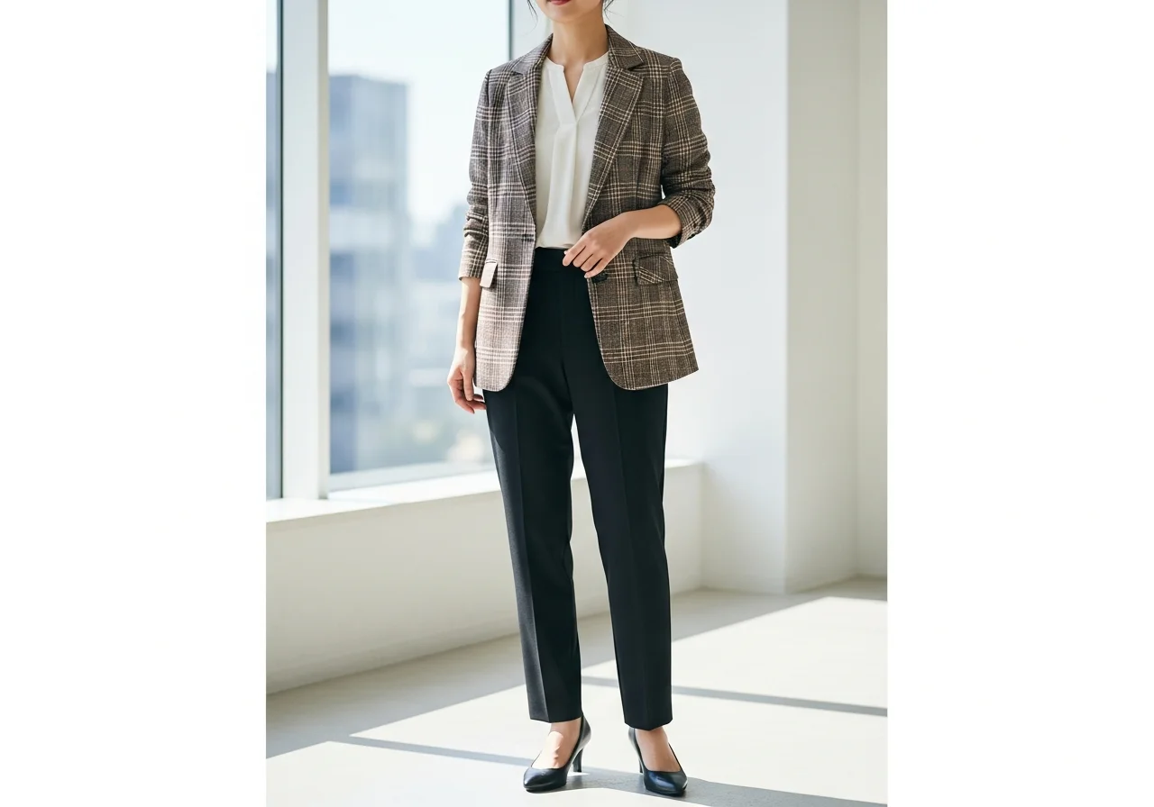 Plaid Blazer with Solid Separates