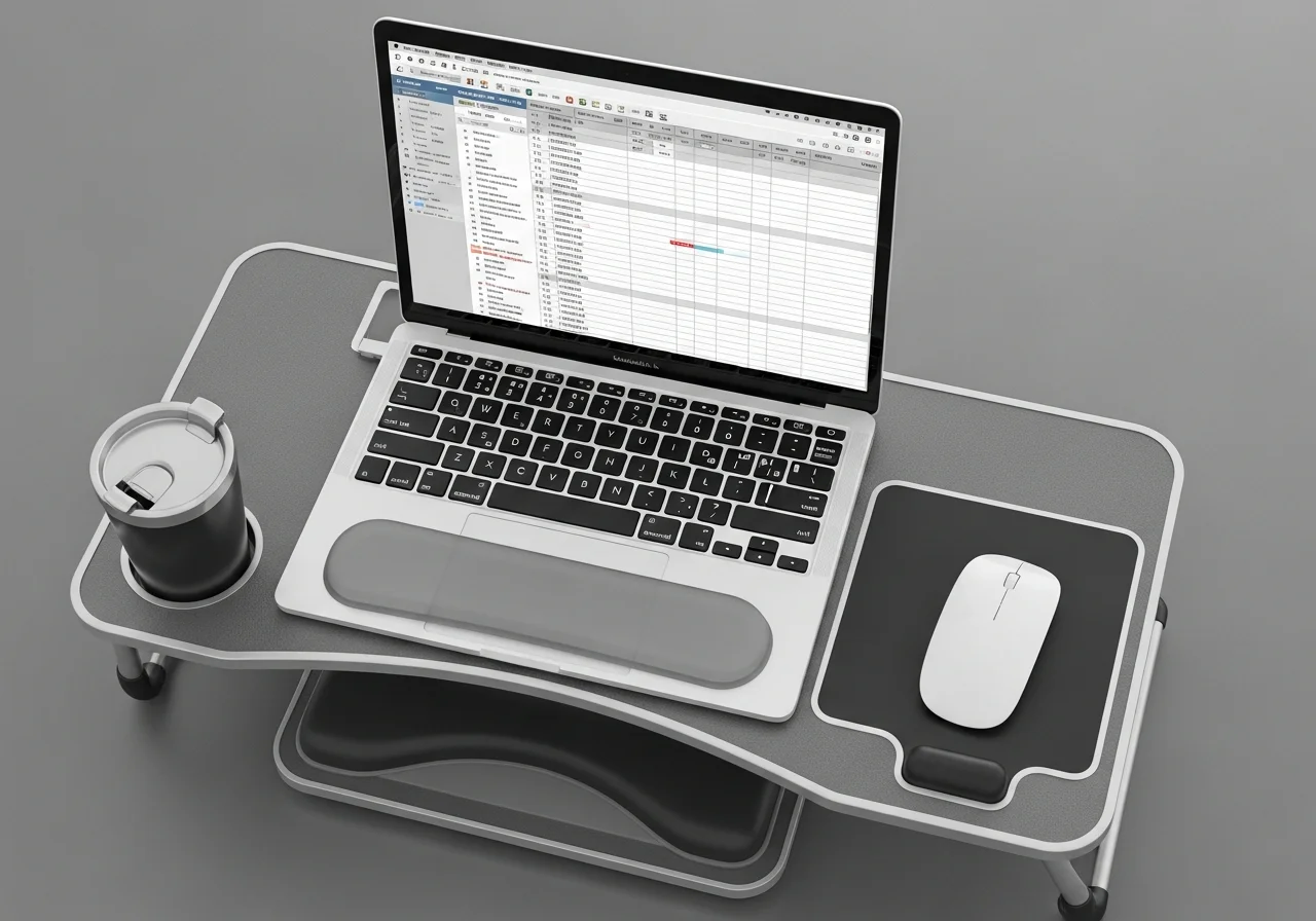 Portable Lap Desk with Device Holders and Wrist Support