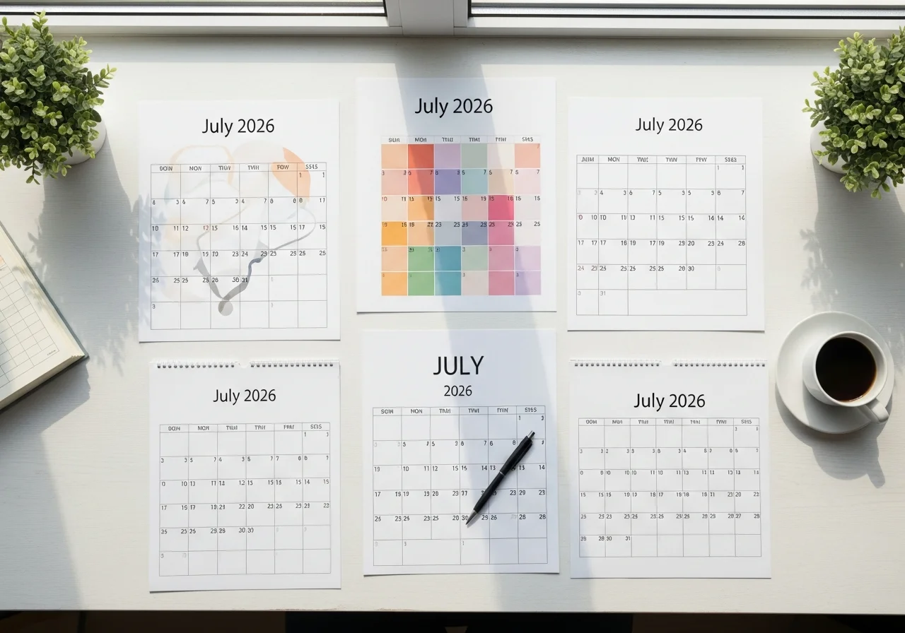 Printable July 2026 Calendar Download Different Styles for Free