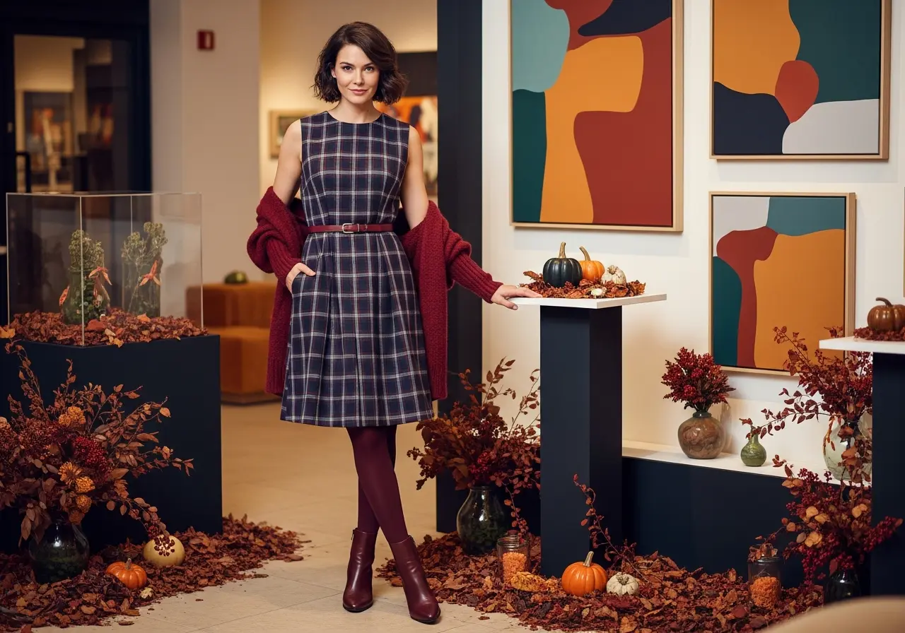 Printed Dress with Monochromatic Layering