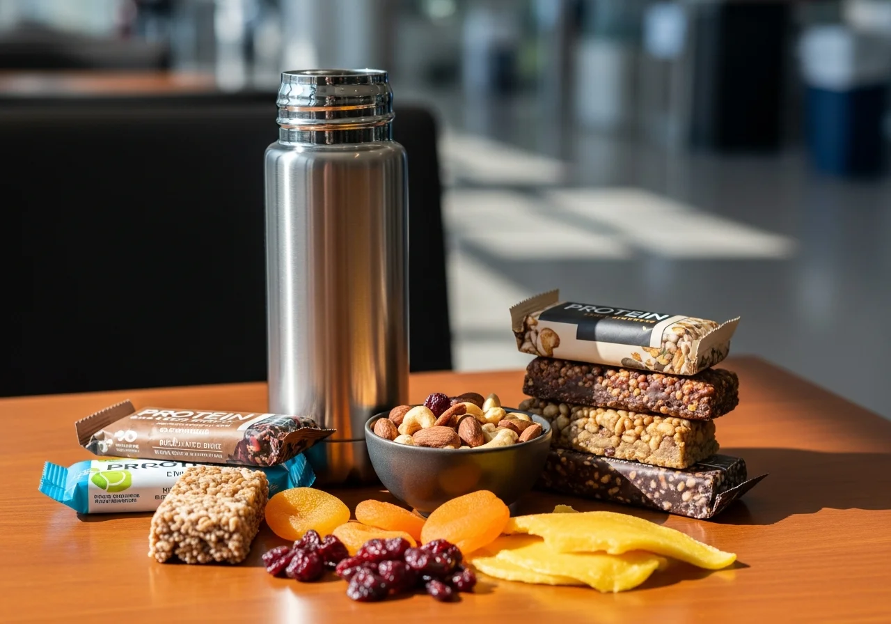 Snacks and Empty Water Bottle