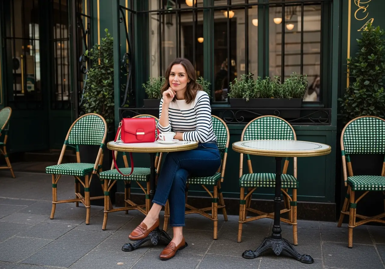 Striped Top with Casual Bottoms