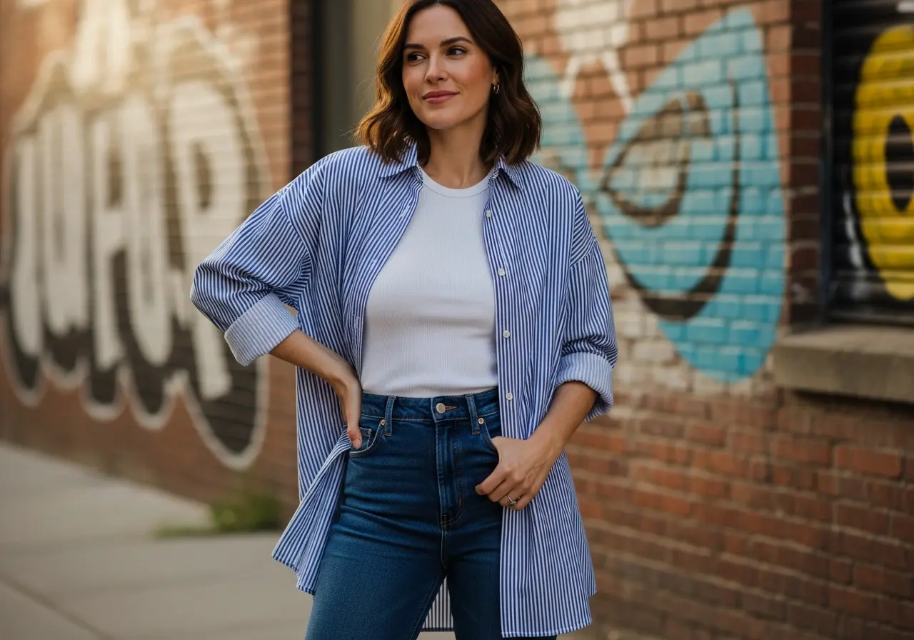 Wear Your Striped Button Down Open as a Layering Piece