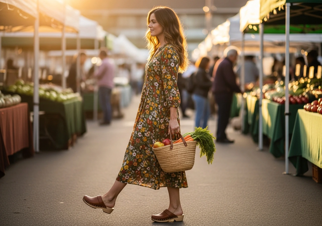 reating Contrast with Flowing Midi Dresses