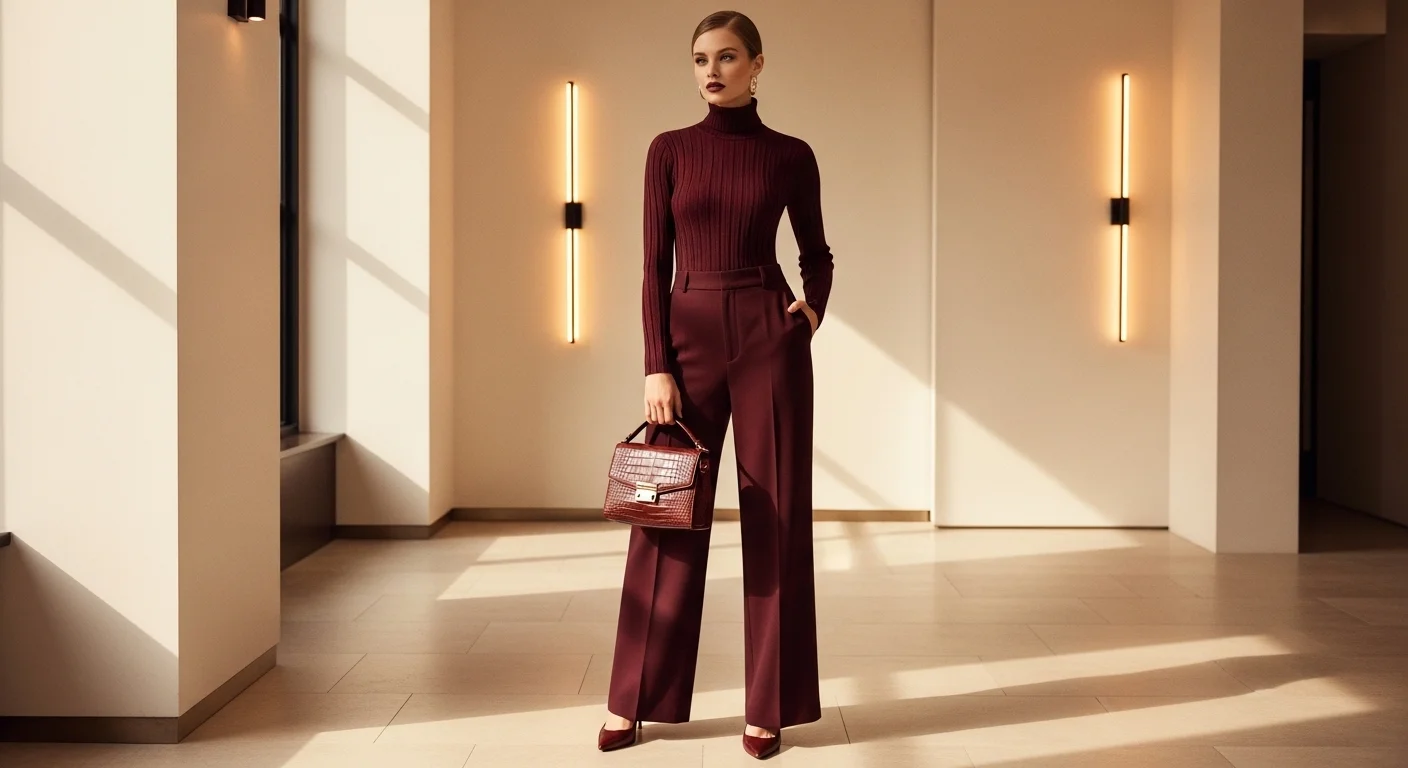 Burgundy Monochrome With Unexpected Texture