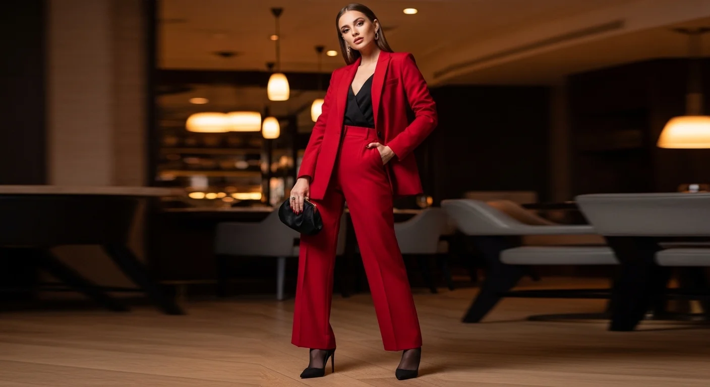 Cherry Red Co-Ord Set Styled for Day or Night