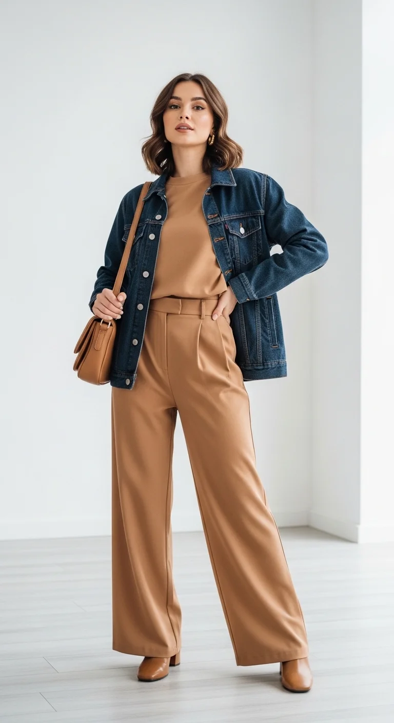 Outfit 4 Monochromatic Top and Pants with a Contrast Jacket