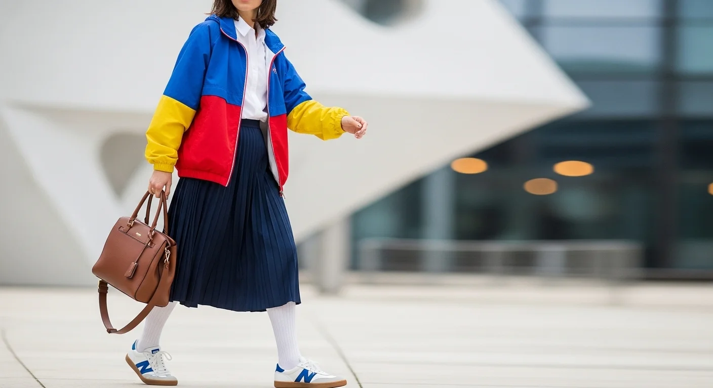 The Sporty Jacket + Elegant Skirt Contrast