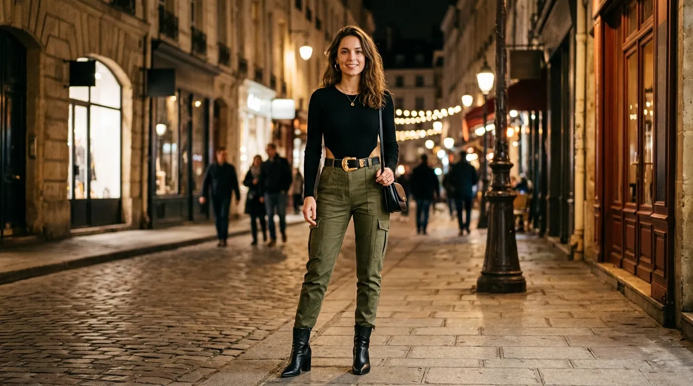 11. Cargo Pants With a Bodysuit and Belt