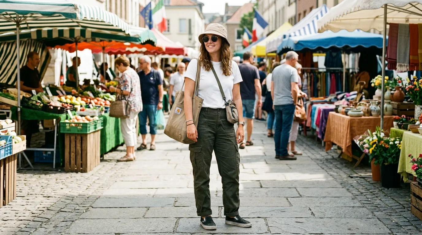 19. Cargo Pants With a Bucket Hat and Sunglasses