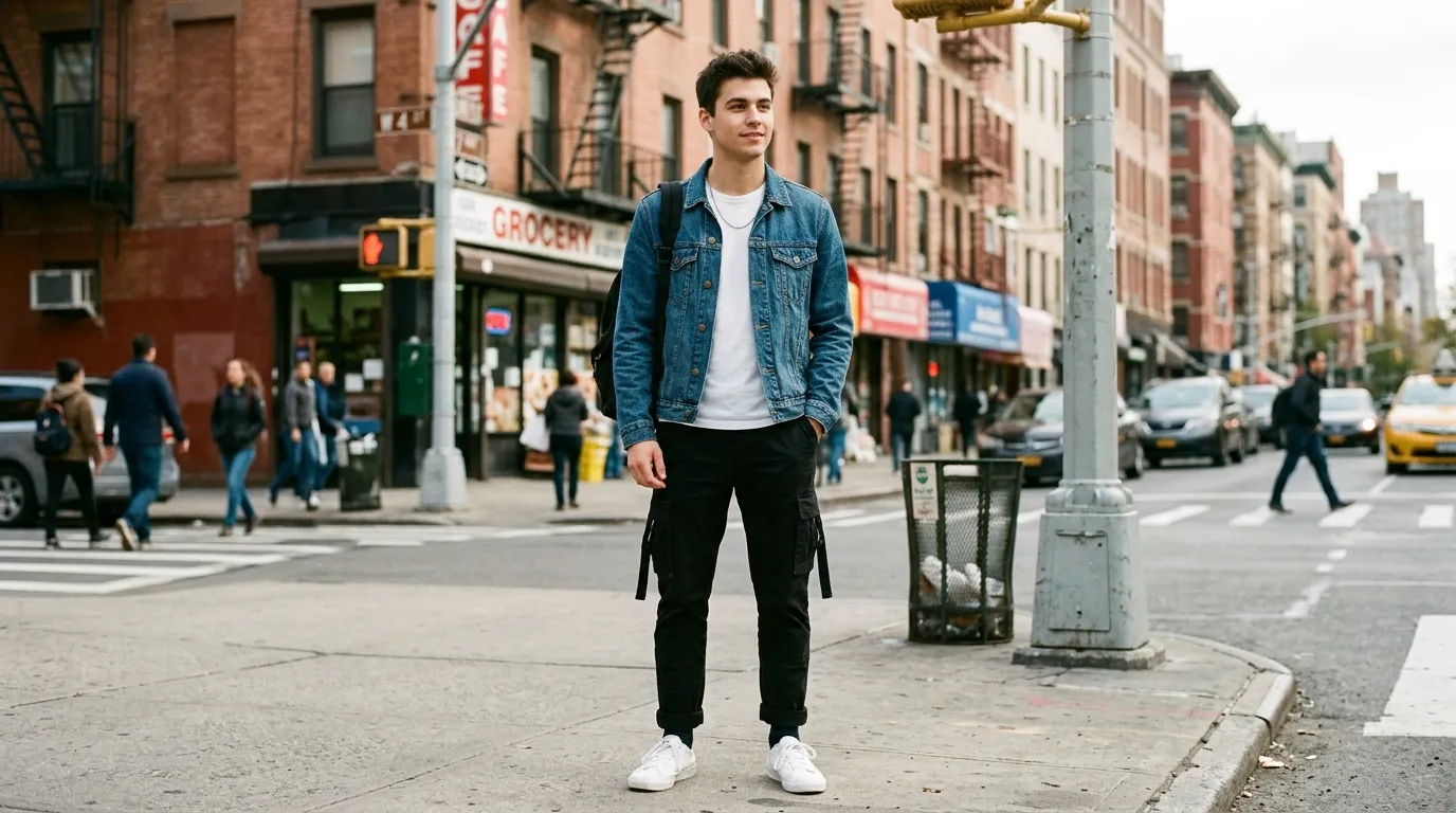 9. Cargo Pants With a Denim Jacket