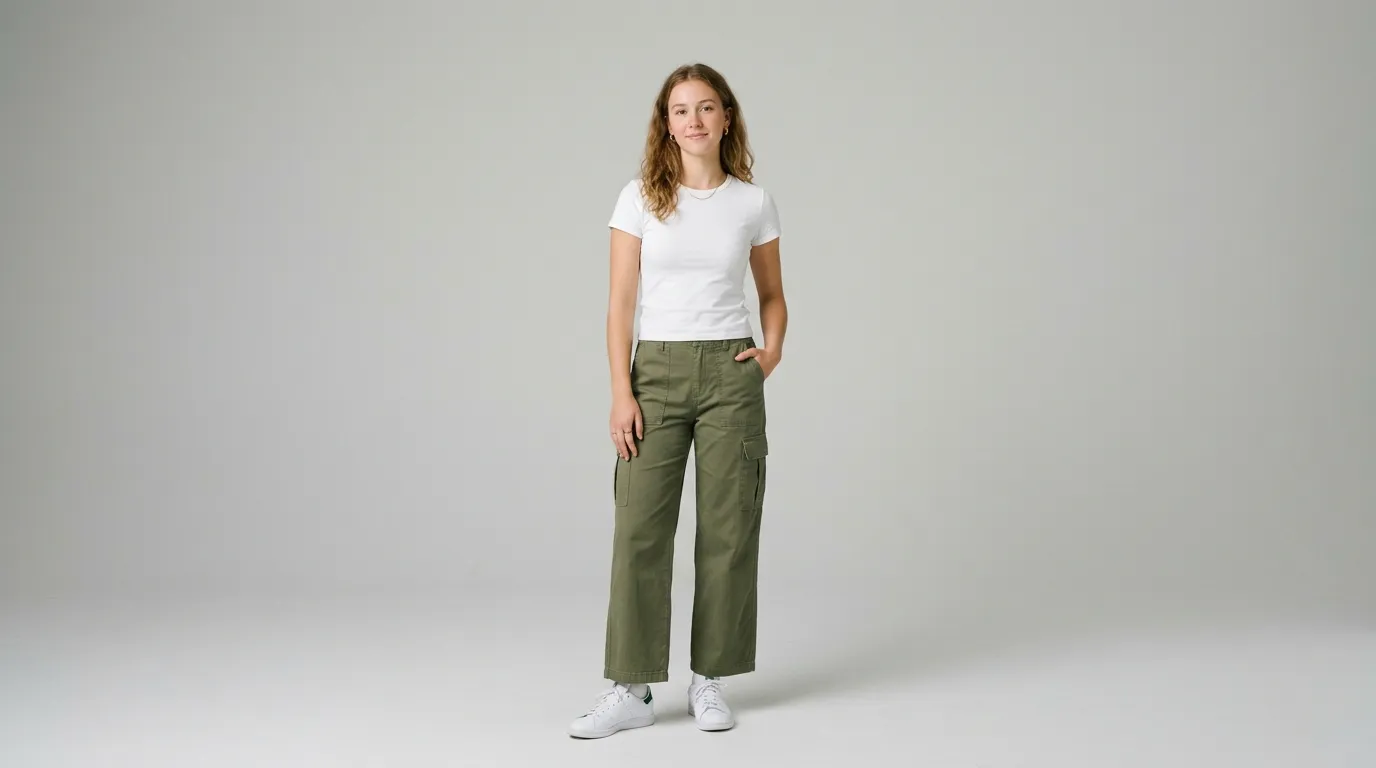 Cargo Pants With a Fitted White Tee
