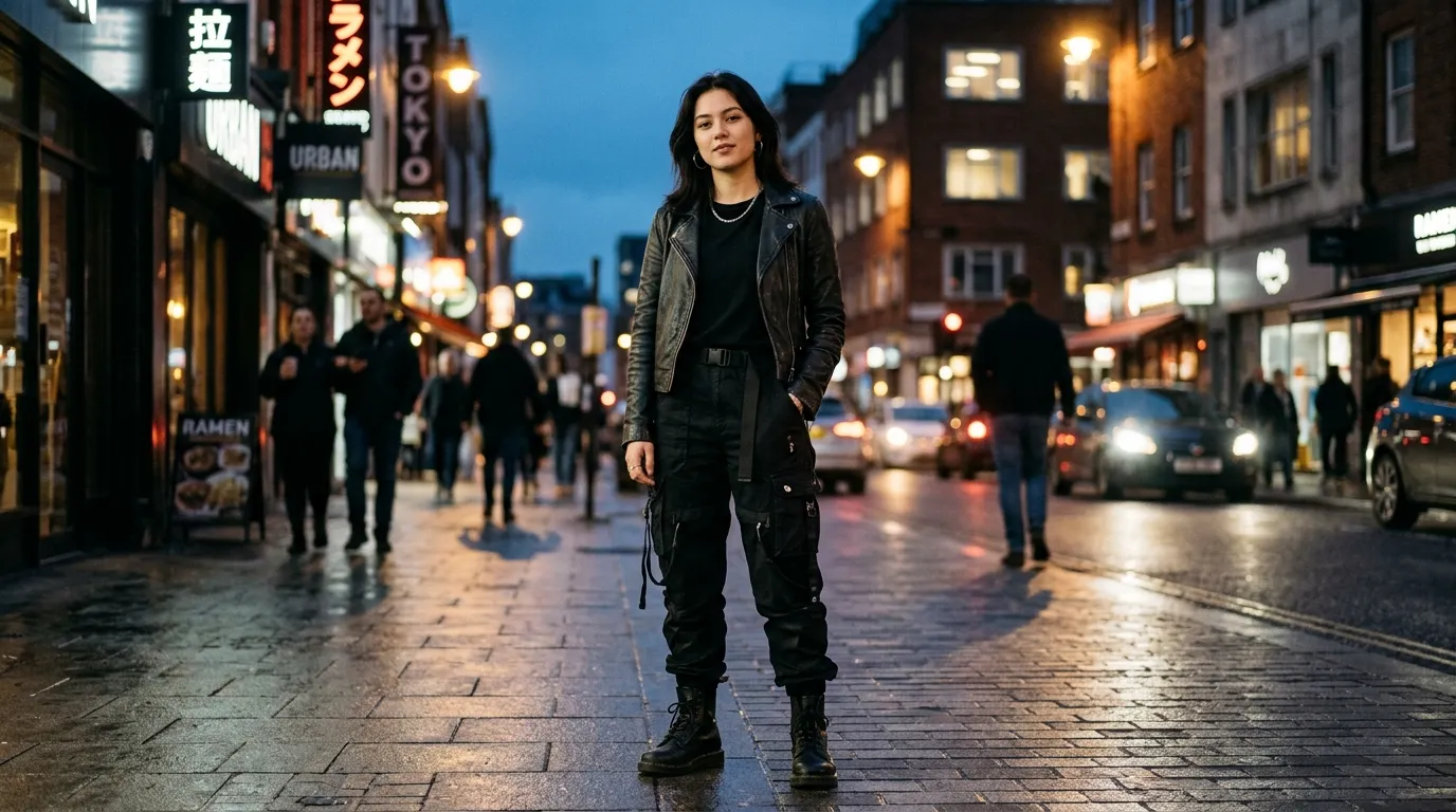 20. Cargo Pants With a Leather Jacket