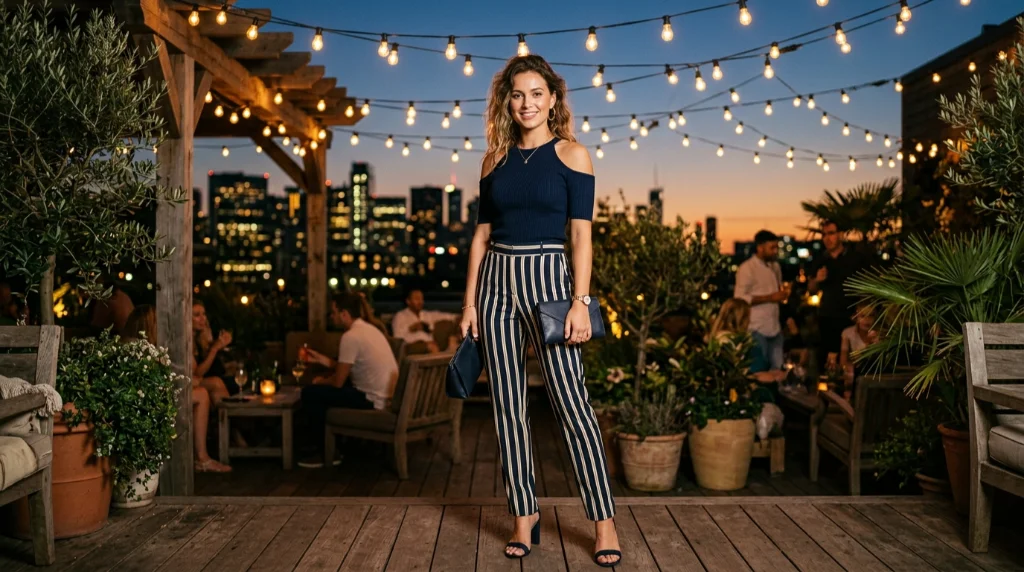Cold Shoulder Tops Pair With Stripes for Unexpected Skin Reveal