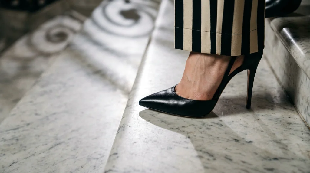 Heels Elongate Stripes Until Legs Seem to Stretch Into Next Week