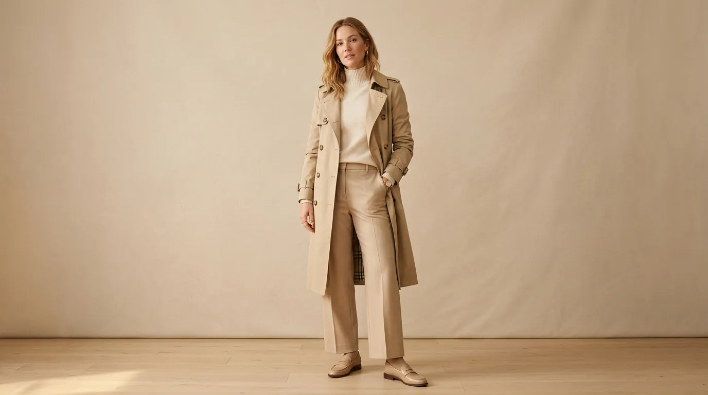 Monochrome Beige Trench Outfit