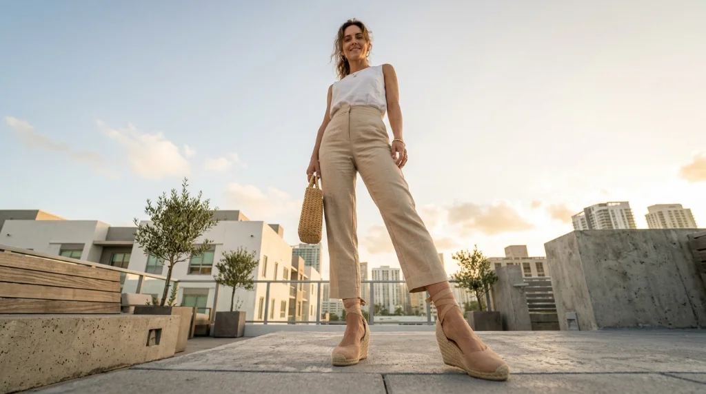 Petite Women Can Elongate Their Frame Using One Simple Espadrille Trick