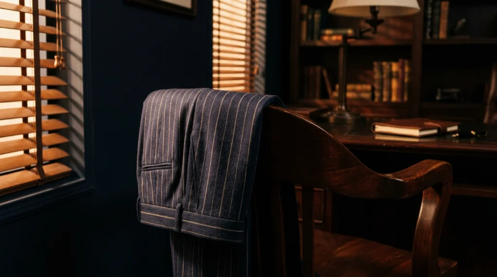 Pinstripe Trousers Smuggle Wall Street Power Into Ordinary Weekdays