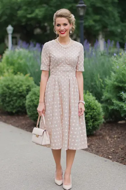 Polka Dot Midi Dress with Vintage Accessories