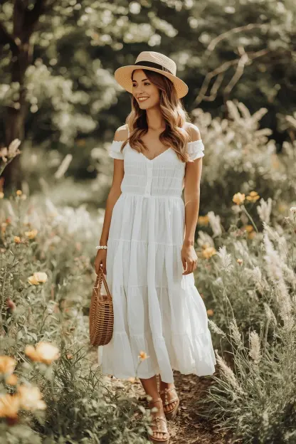 Tiered Cotton Midi Dress