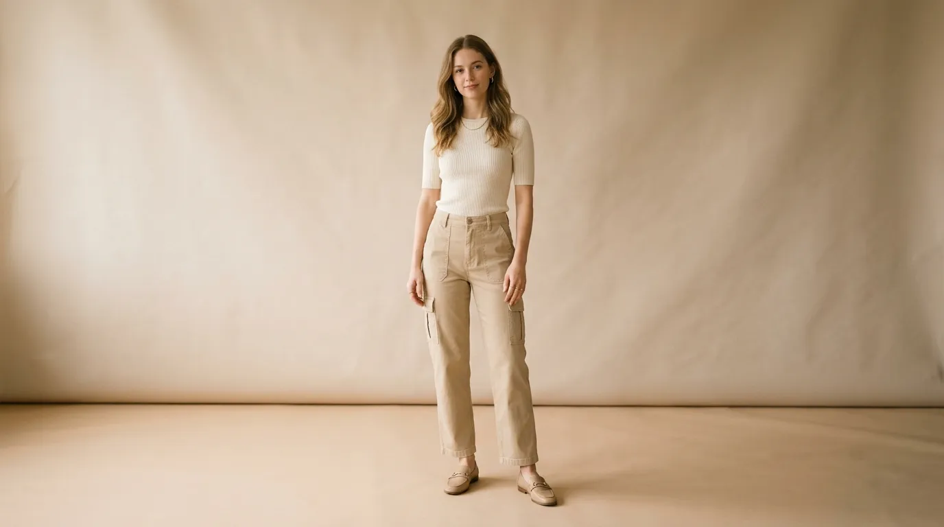 15. Tonal Cargo Outfit in Soft Palettes