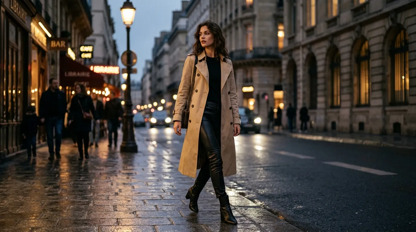 Trench Coat With Suede or Leather Pants