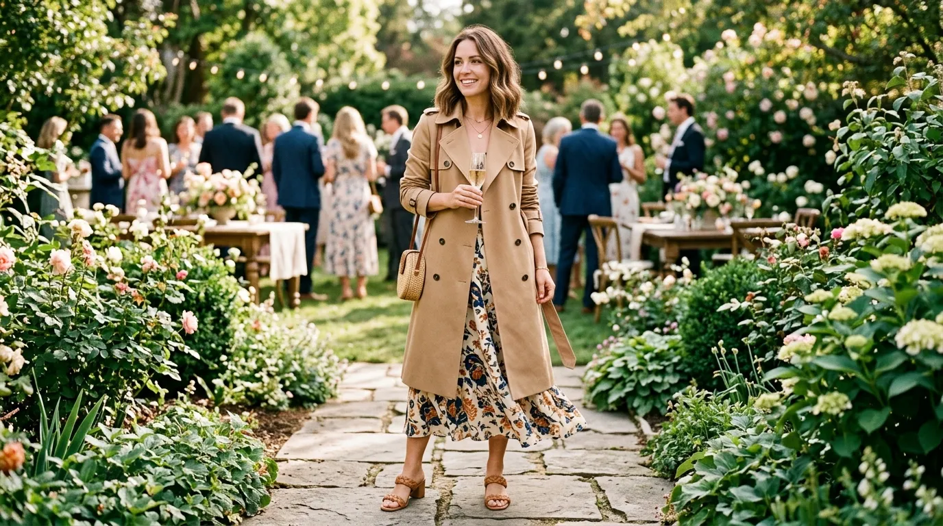 Trench Coat With a Midi Dress