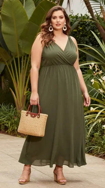 Modal maxi dress for plus size summer fashion.